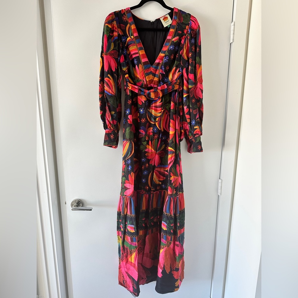 Farm Rio Black Banana Sky Maxi Dress